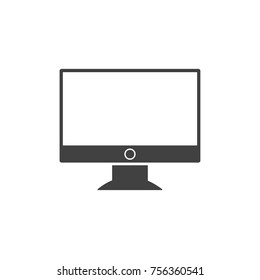 Computer vector icon, pc for design work on office