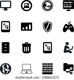 computer vector icon set such as: europe, object, outline, empty, networking, ban, trailer, leisure, long, people, map, patient, thin, color, shield, communication, analytics, coding, share, joystick