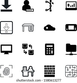 computer vector icon set such as: clouds, program, weather, contemporary, coding, games, curves, archive, light, calculator, fun, form, man, statistics, cellular, male, set, workspace, fingerprint