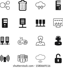 computer vector icon set such as: avatar, poster, play, person, multimedia, safety, control, shopping, secretary, support, wifi, home, headset, health, pad, gamepad, tool, view, open, portrait, bin