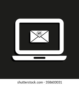 computer -  vector icon with shadow