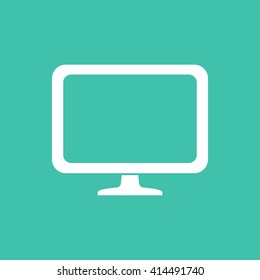 Computer    vector icon. White  illustration isolated on green  background for graphic and web design.