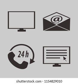 computer vector icons set. with computer cursor, monitor, mail and call center in set