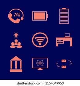 computer vector icons set. with medical report, bank, group idea and wi fi in set
