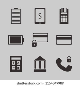 computer vector icons set. with medical report, bank, pos terminal and credit card in set