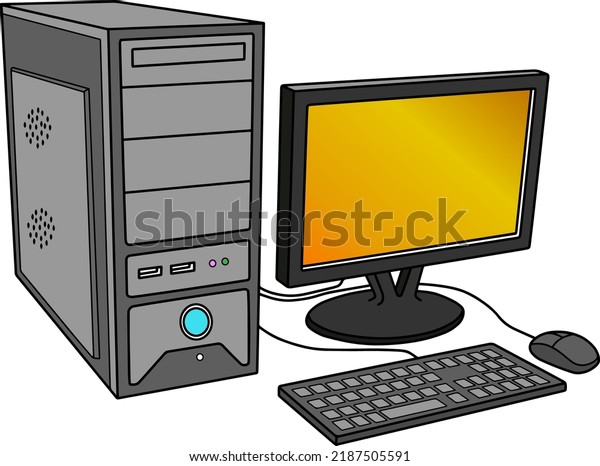 Computer Vector Illustration Isolated On White Stock Vector (Royalty ...