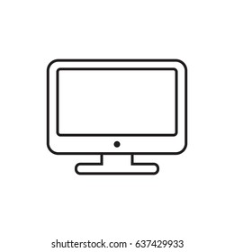 Computer vector illustration in line style. Monitor flat icon. Tv symbol.