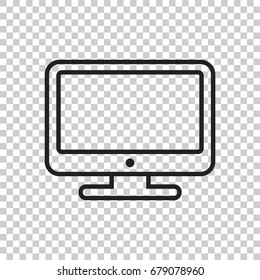 Computer vector illustration in line style. Monitor flat icon. Tv symbol.