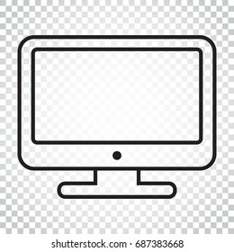 Computer vector illustration in line style. Monitor flat icon. Tv symbol. Simple business concept pictogram on isolated background.