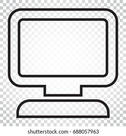 Computer vector illustration in line style. Monitor flat icon. Simple business concept pictogram on isolated background.