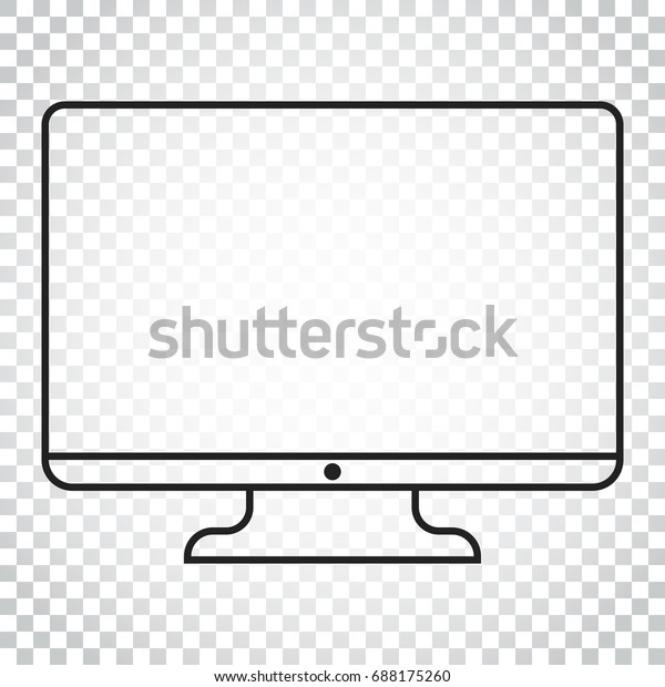 Computer vector illustration in line style.\
Monitor flat icon. Tv symbol. Simple business concept pictogram on\
isolated background.
