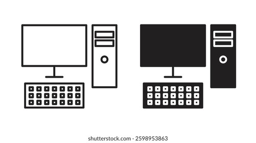 Computer vector line icon illustration collection.