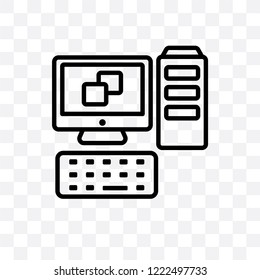 Computer vector linear icon isolated on transparent background, Computer transparency concept can be used for web and mobile