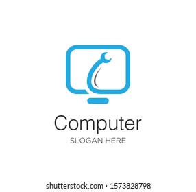 computer vector logo concept design template