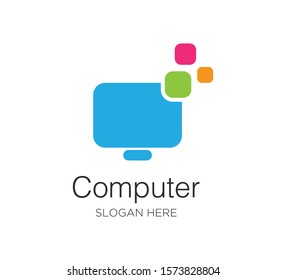 computer vector logo concept design template