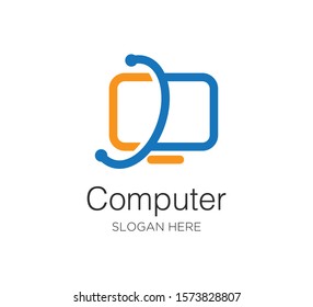computer vector logo concept design template