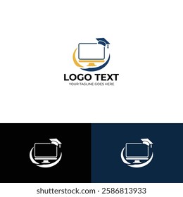 Computer vector logo design template