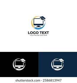 Computer vector logo design template