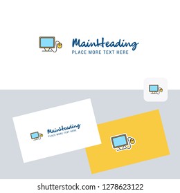 Computer  vector logotype with business card template. Elegant corporate identity. - Vector
