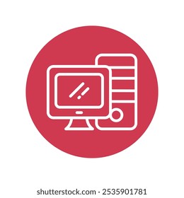 Computer Vector Outline Circle Design icon. Work In Progress Symbol on White background EPS 10 File