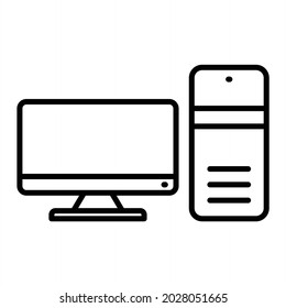 Computer Vector Outline Icon Isolated On White Background

