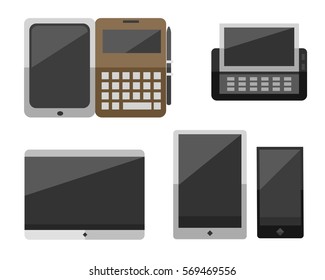 Computer vector portable tablet and notebook ebook illustration.