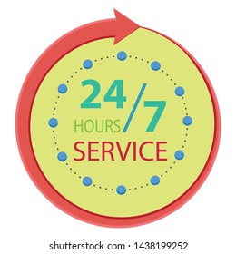 computer vector round icon isolated on white noctidial, day-and-night, all-day, round-the-clock, around-the-clock eps 10 e-commerce red arrow