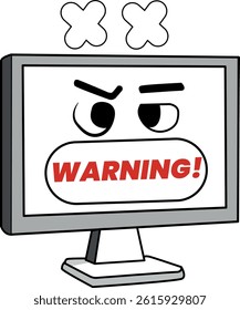 computer vector with screen showing notification that there is a system error