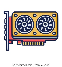 computer video card accessories technology flat color vector illustration template design