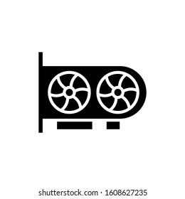 Computer Video Card icon in black flat design on white background