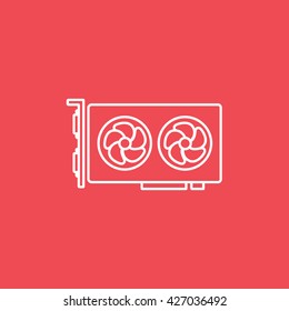 Computer Video Card Icon On Red Background