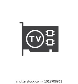 Computer video card icon vector, filled flat sign, solid pictogram isolated on white. TV tuner pcie card Symbol, logo illustration.