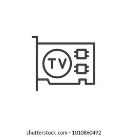 Computer video card line icon, outline vector sign, linear style pictogram isolated on white. TV tuner pcie card symbol, logo illustration. Editable stroke