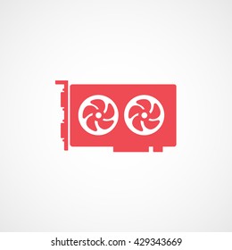 Computer Video Card Red Icon On White Background