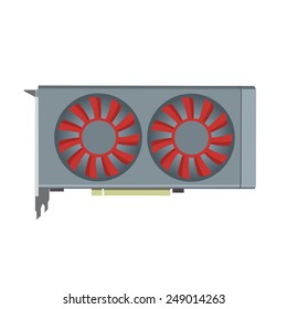 The computer video card with two fans. Vector