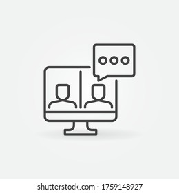 Computadora con elemento de diseño o icono de concepto de vector de resumen de videoconferencia