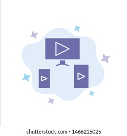 Computer, Video, Design Blue Icon on Abstract Cloud Background. Vector Icon Template background