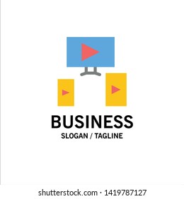 Computer, Video, Design Business Logo Template. Flat Color