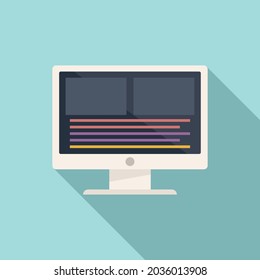 Computer video edit icon flat vector. Design production. Audio film editor