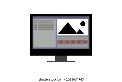 Computer video editor, vector illustration
