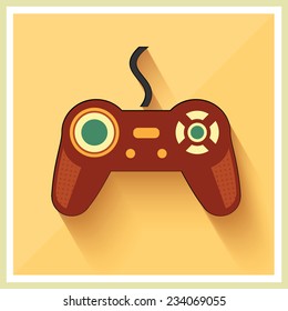 Computer Video Game Controller Joystick on Retro Background Vector
