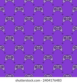 Computer Video Game Controller vector Game Pad concept purple modern seamless pattern