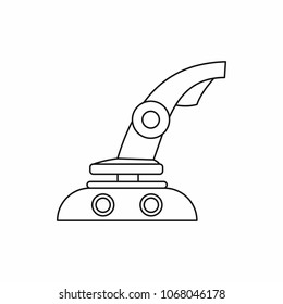 Computer video game joystick icon in outline style isolated on white background