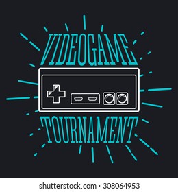 Computer and video game game label. Vintage logo in flat style. Colour badges for tournament, party, championship. Easy for editing