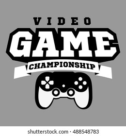 Computer and video game game label. Vintage logo in flat style. Badges for tournament, party, championship. Easy for editing