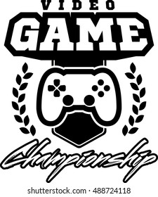 Computer and video game game label. Vintage logo in flat style. Badges for tournament, party, championship. Easy for editing