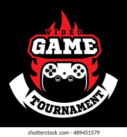 Computer And Video Game Game Label. Vintage Logo In Flat Style. Colour Badges For Tournament, Party, Championship. Easy For Editing