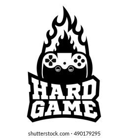 Computer and video game game label. Vintage logo in flat style. Colour badges for tournament, party, championship. Easy for editing