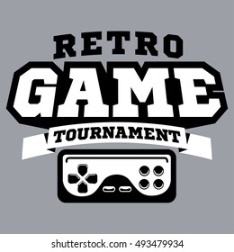 Computer and video game label. Vintage logo in flat style.