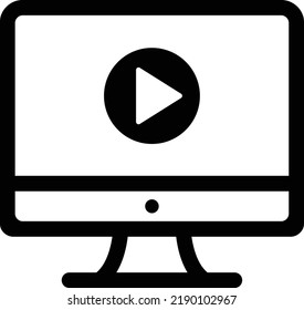 Computer and Video play in Glyph Flat Color Pictogram Symbol illustration